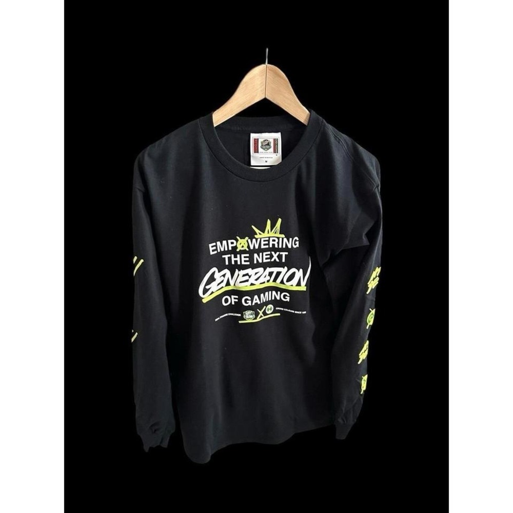 Mountain Dew Gaming Cross Colours Mens Long Sleeve Shirt Sz Medium Black